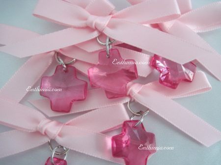 28G.  Girl Witness Pins with Dazzling Pink Faceted Cross